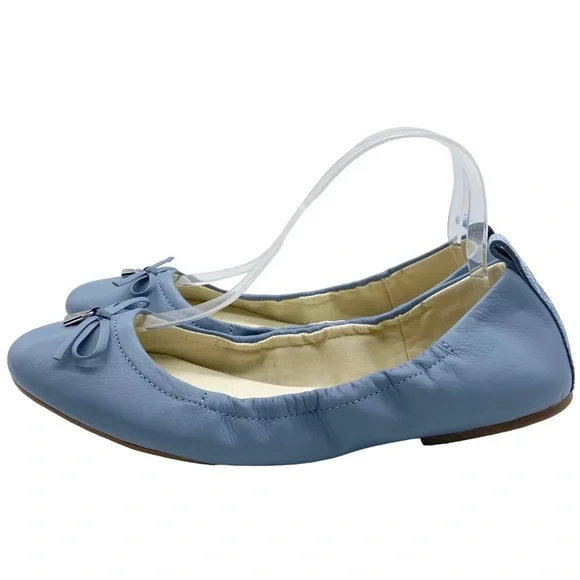 Michael Kors Women's Flats Juliette Blue Leather Ballet Slip On Designer NEW - Picture 3 of 11